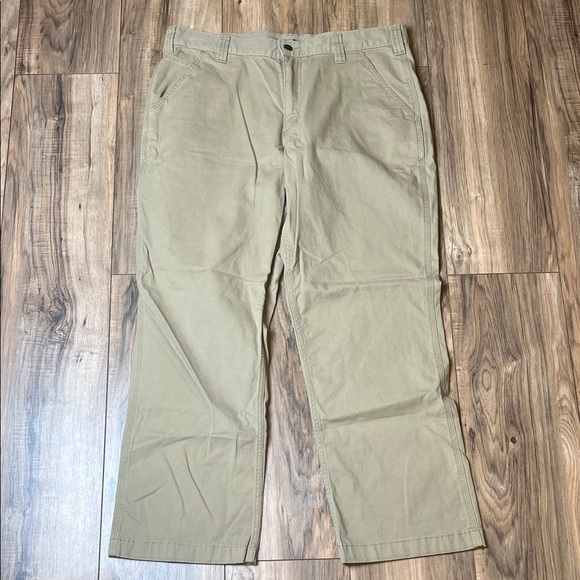 2 Pairs Carhartt Rugged Flex Relaxed Fit Canvas Work Pants Khaki Men Size 36x30 - Picture 2 of 13